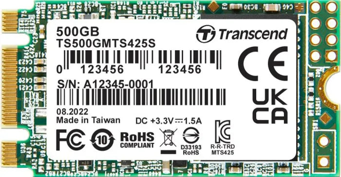 Transcend 425S, 500 GB, M.2, 530 MB/s, 6 Gbit/s