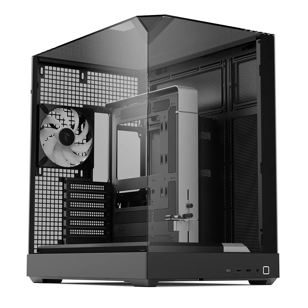 Aerocool APNX V2 Vision Black 3 glass panel case. X-Pand Flow design 4x ARGB Fan included - 360mm radiator  - (APCM-VI02143.11)