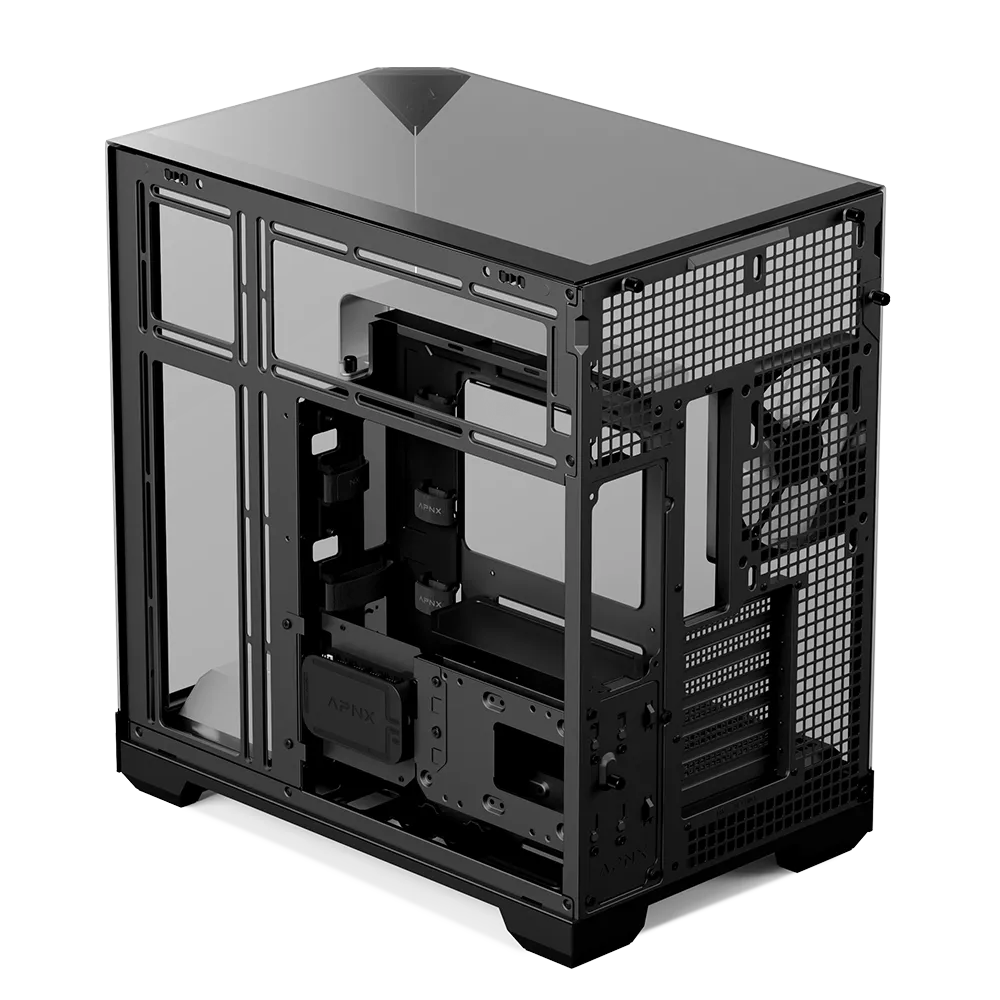 Aerocool APNX V2 Vision Black 3 glass panel case. X-Pand Flow design 4x ARGB Fan included - 360mm radiator  - (APCM-VI02143.11)