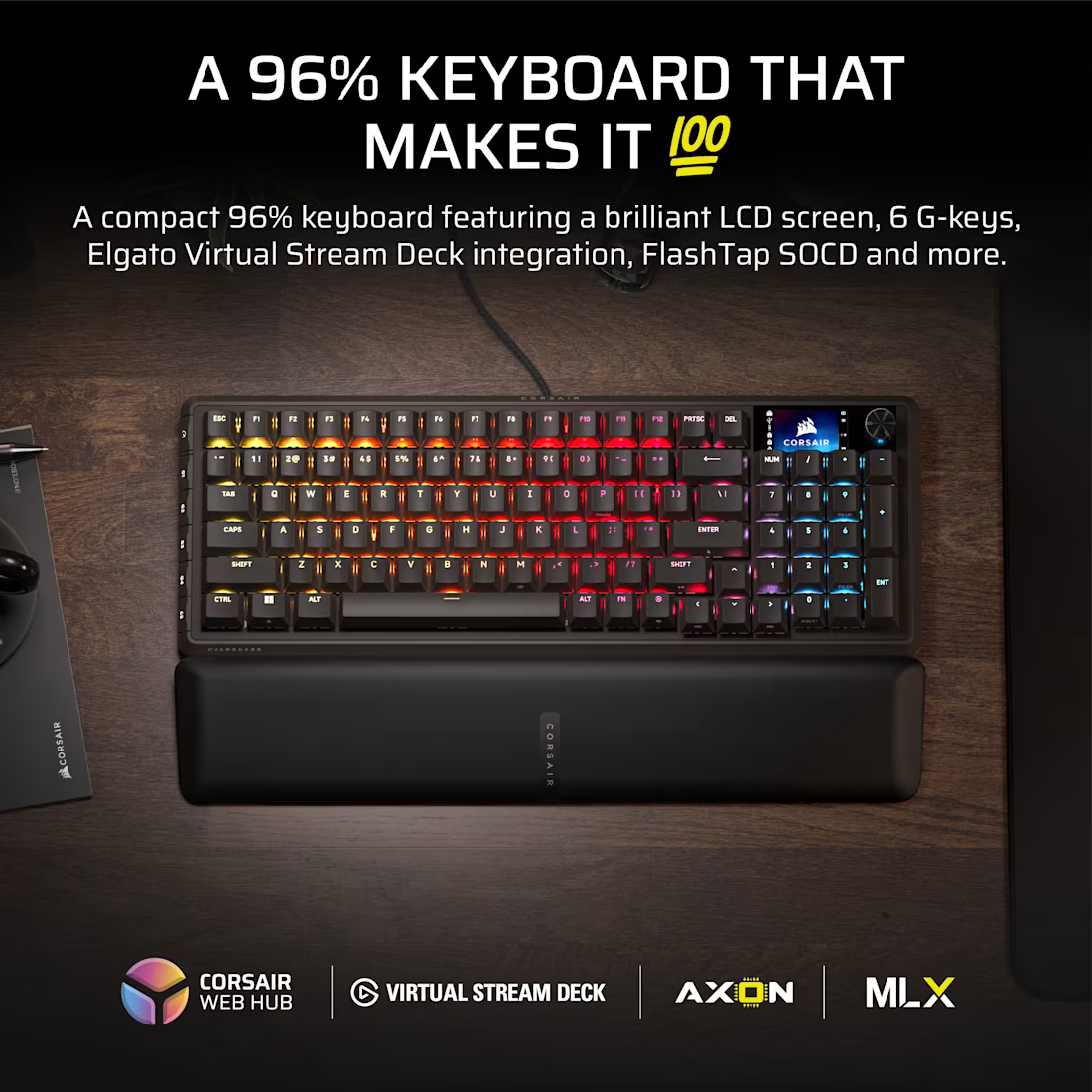 Corsair VANGUARD  96% Gaming Keyboard - MLX Fusion tactile switches - Black.