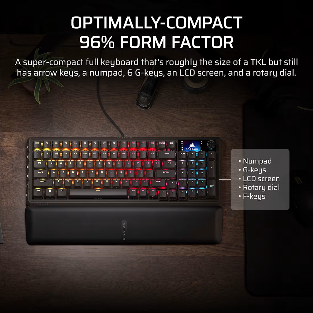 Corsair VANGUARD  96% Gaming Keyboard - MLX Fusion tactile switches - Black.