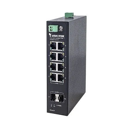 VIVOTEK Industrial 8xGE PoE + 2xGE SFP Switch -40-75 degrees