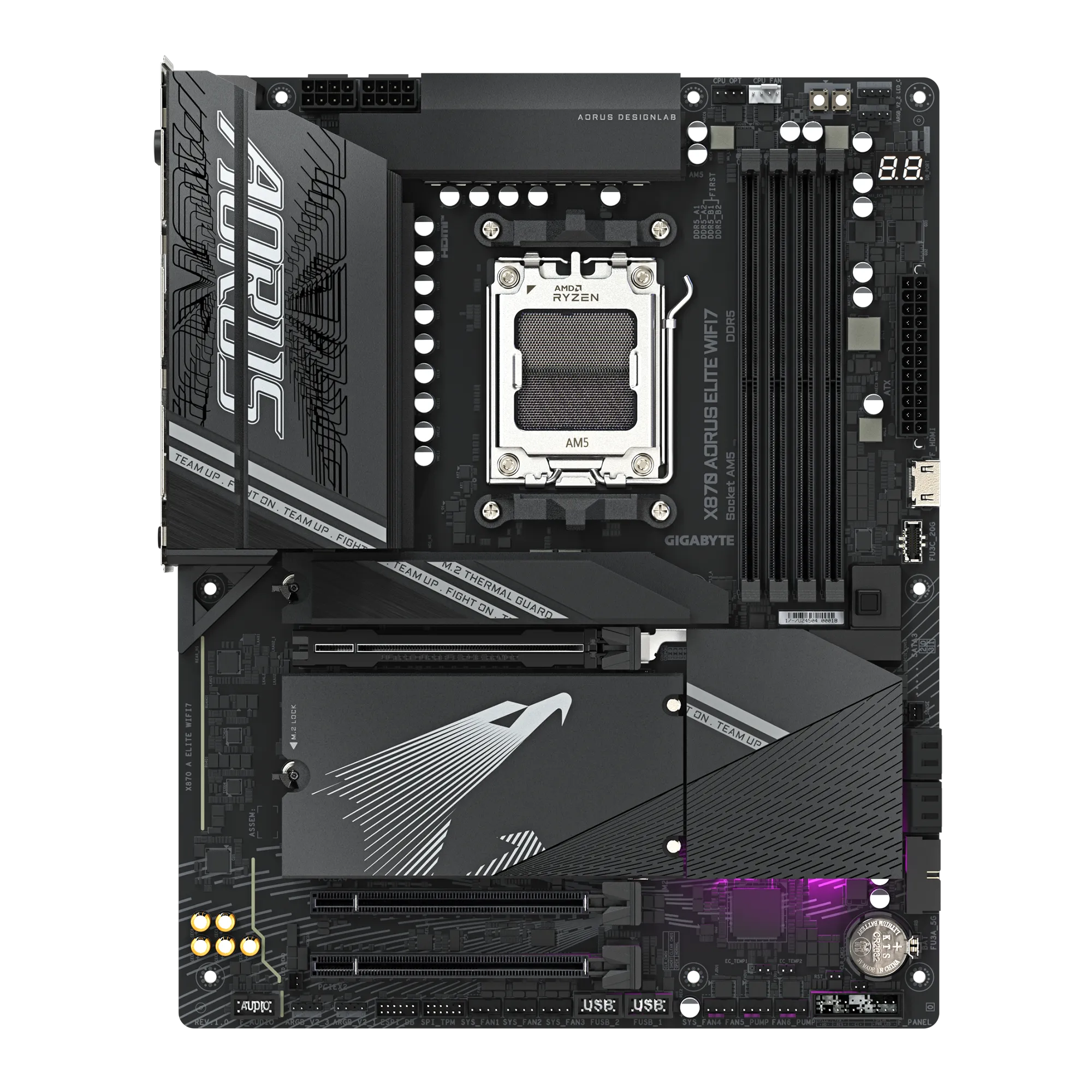 GIGABYTE Aorus AMD X870 Chipset for AMD AM5; 4x DDR5; 4x M2; 2x HDMI (1x Front)/2 x USB4® USB Type-C®; ATX. 