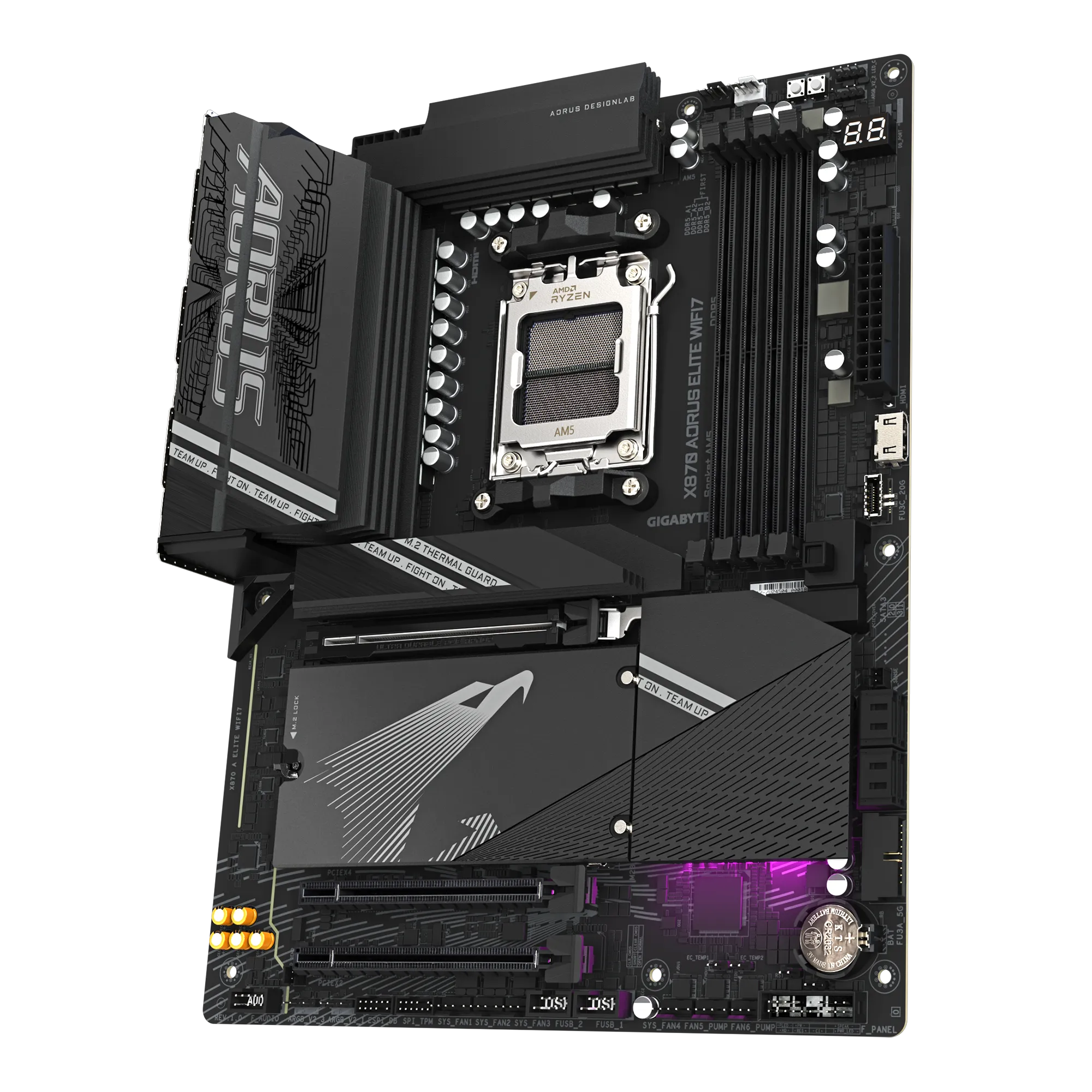 GIGABYTE Aorus AMD X870 Chipset for AMD AM5; 4x DDR5; 4x M2; 2x HDMI (1x Front)/2 x USB4® USB Type-C®; ATX. 