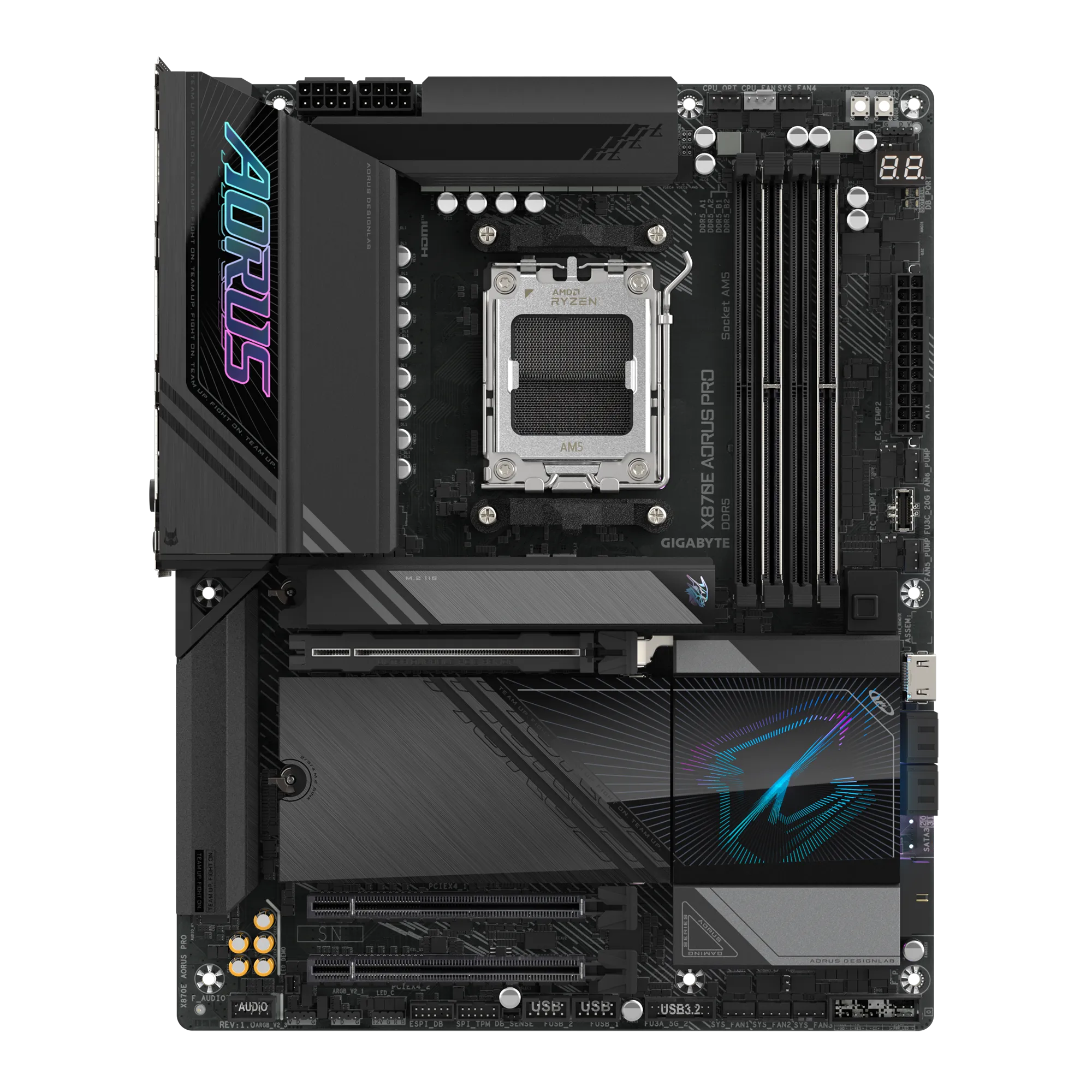 GIGABYTE Aorus AMD X870 Chipset for AMD AM5; 4x DDR5; 4x M2; 2x HDMI (1x front)/2 x USB4® USB Type-C®; Wi-Fi 7; ATX. 